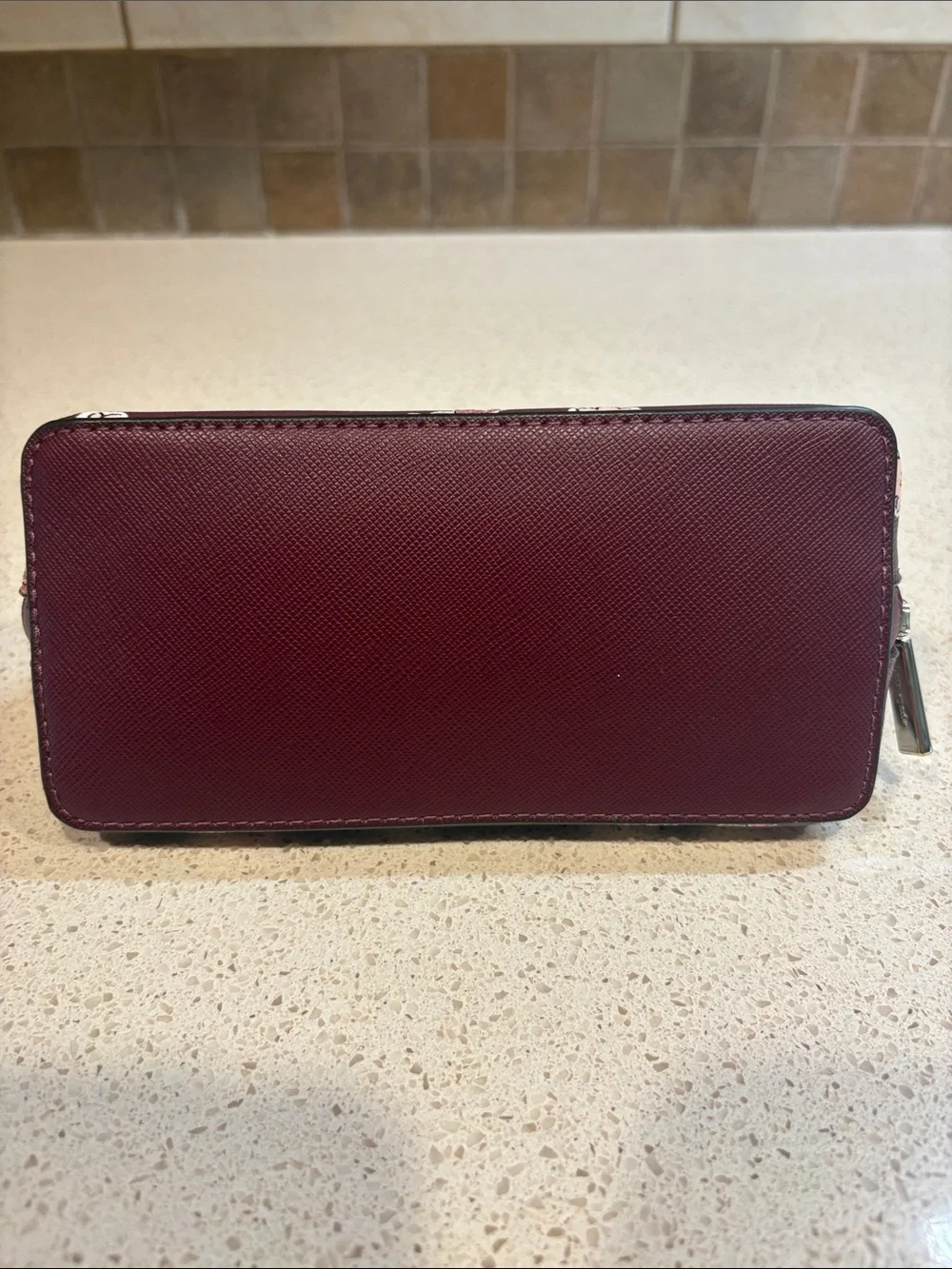 kate spade burgundy floral cosmetic pouch